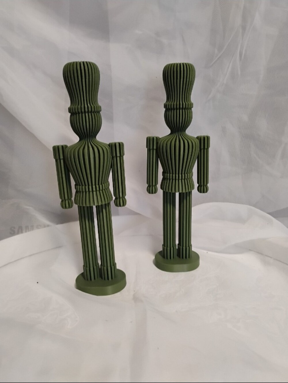 Beautiful matching set of 2 olive green 3D printed Nutcrackers